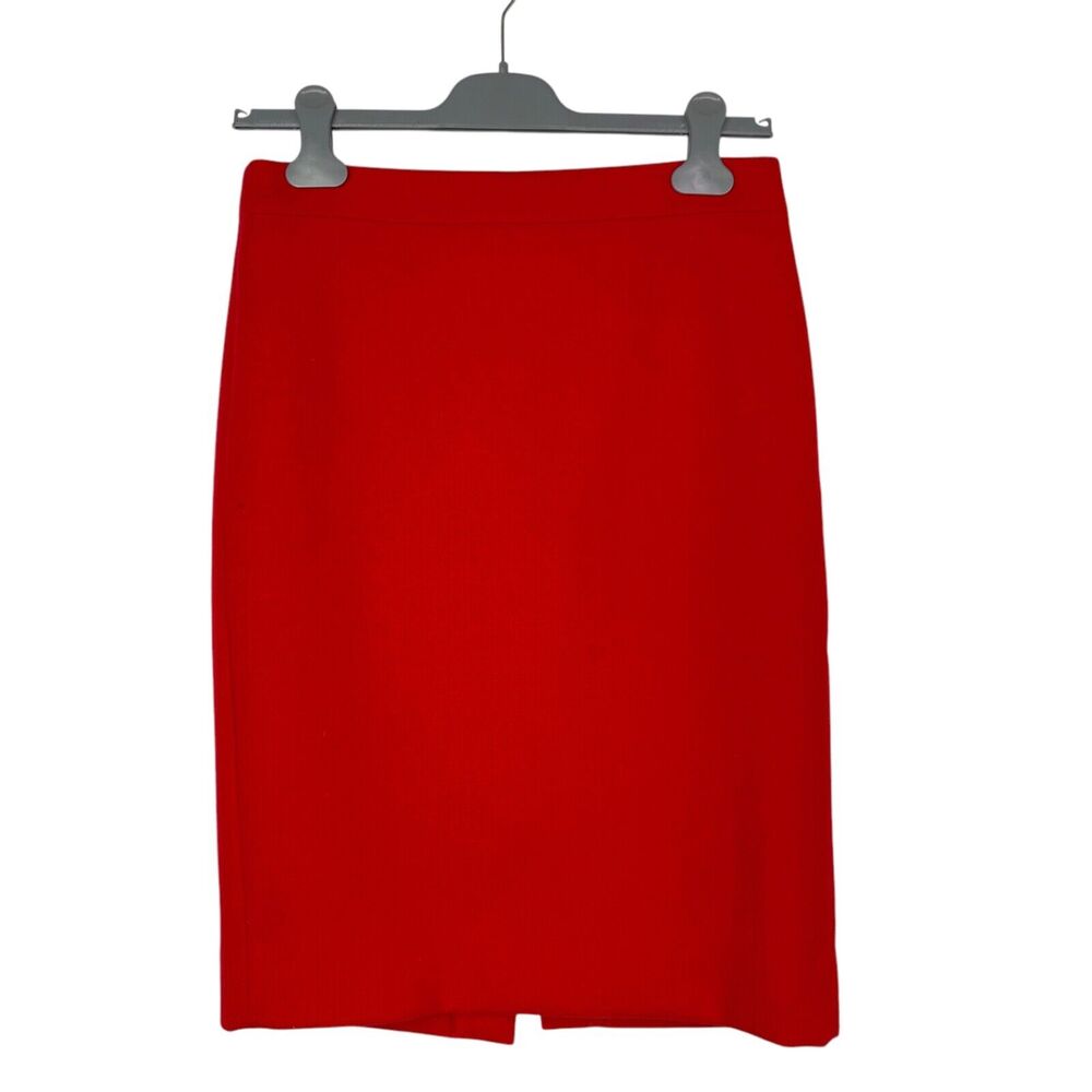 J. Crew No. 2 Pencil Skirt Xmas Red 100% Wool Knee Length Slit Women's Size 2